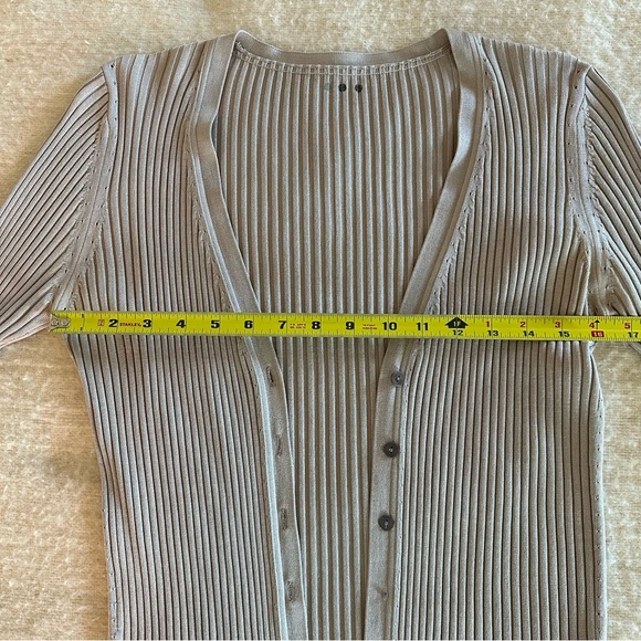 Three Dots Vintage Y2K Tan Silk Cardigan (Read Description) - Picture 9 of 10